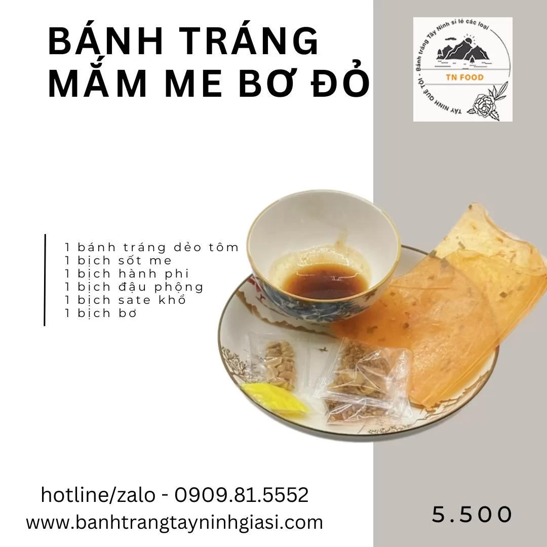 bánh tráng me bơ đỏ ( dẻo tôm)