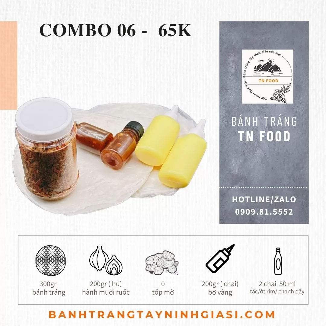 Combo 06 Bánh tráng gạo bơ muối ruốc hành phi, sốt