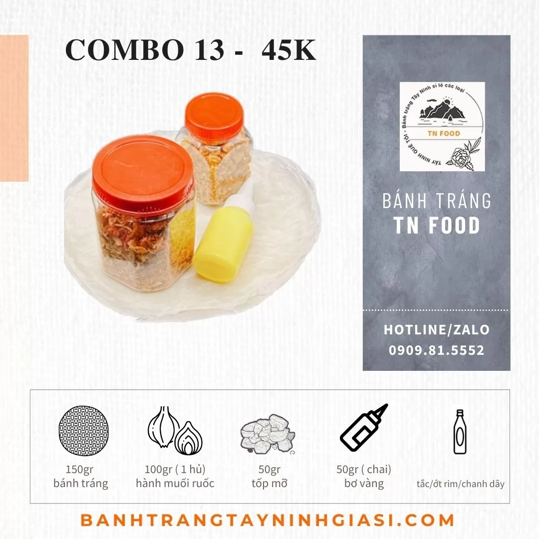 Combo 13 Bánh tráng gạo bơ muối ruốc hành phi, tốp mỡ
