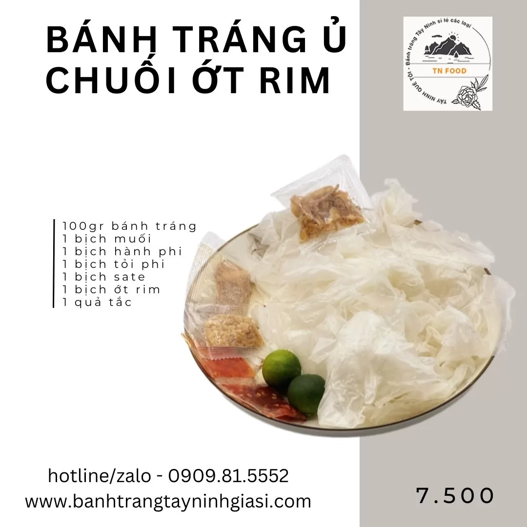 Bánh tráng phơi sương ủ lá chuối muối nhuyễn ớt rim mật ong tắc 100g