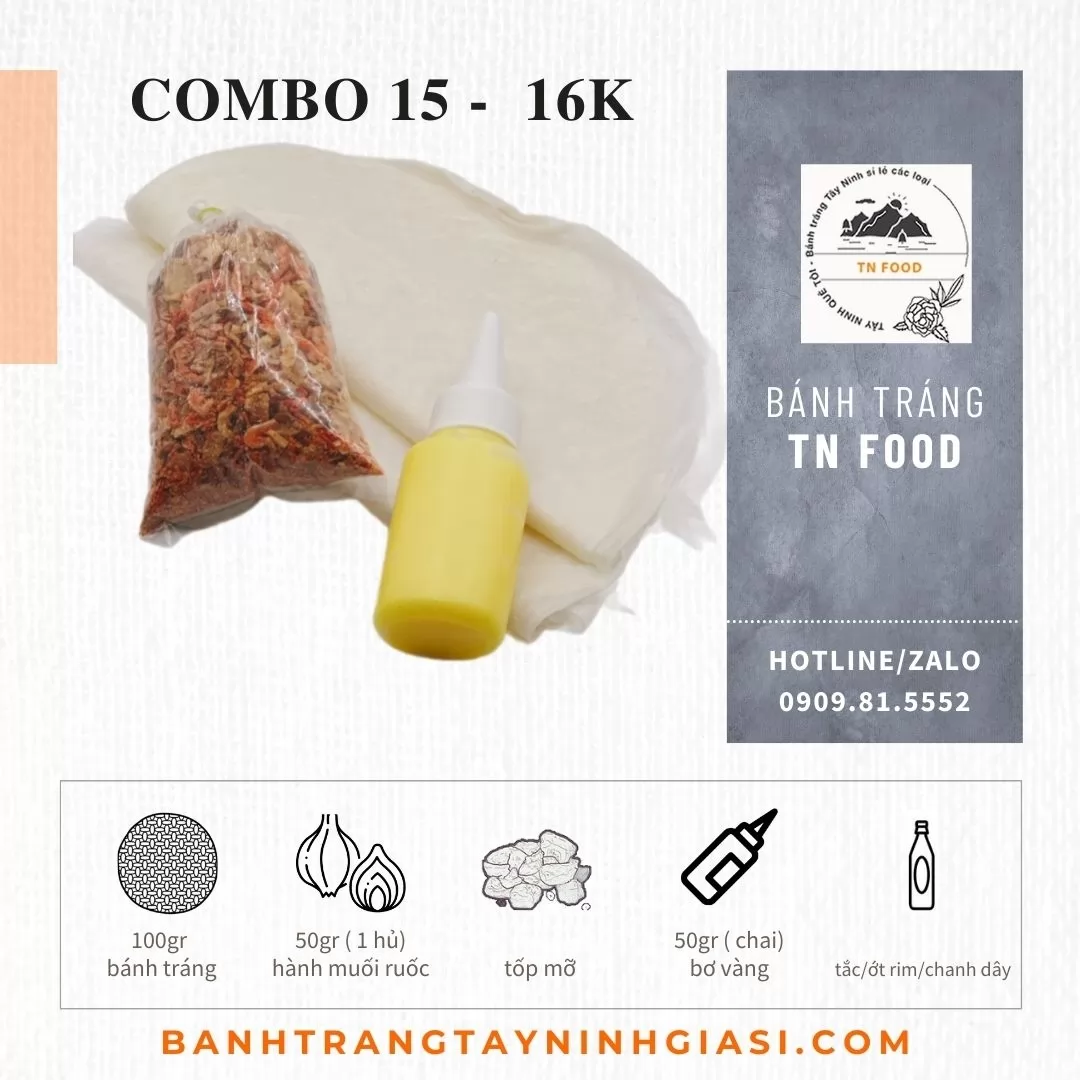 Combo 15 mini 2 - Bánh tráng phơi sương hành tép bơ