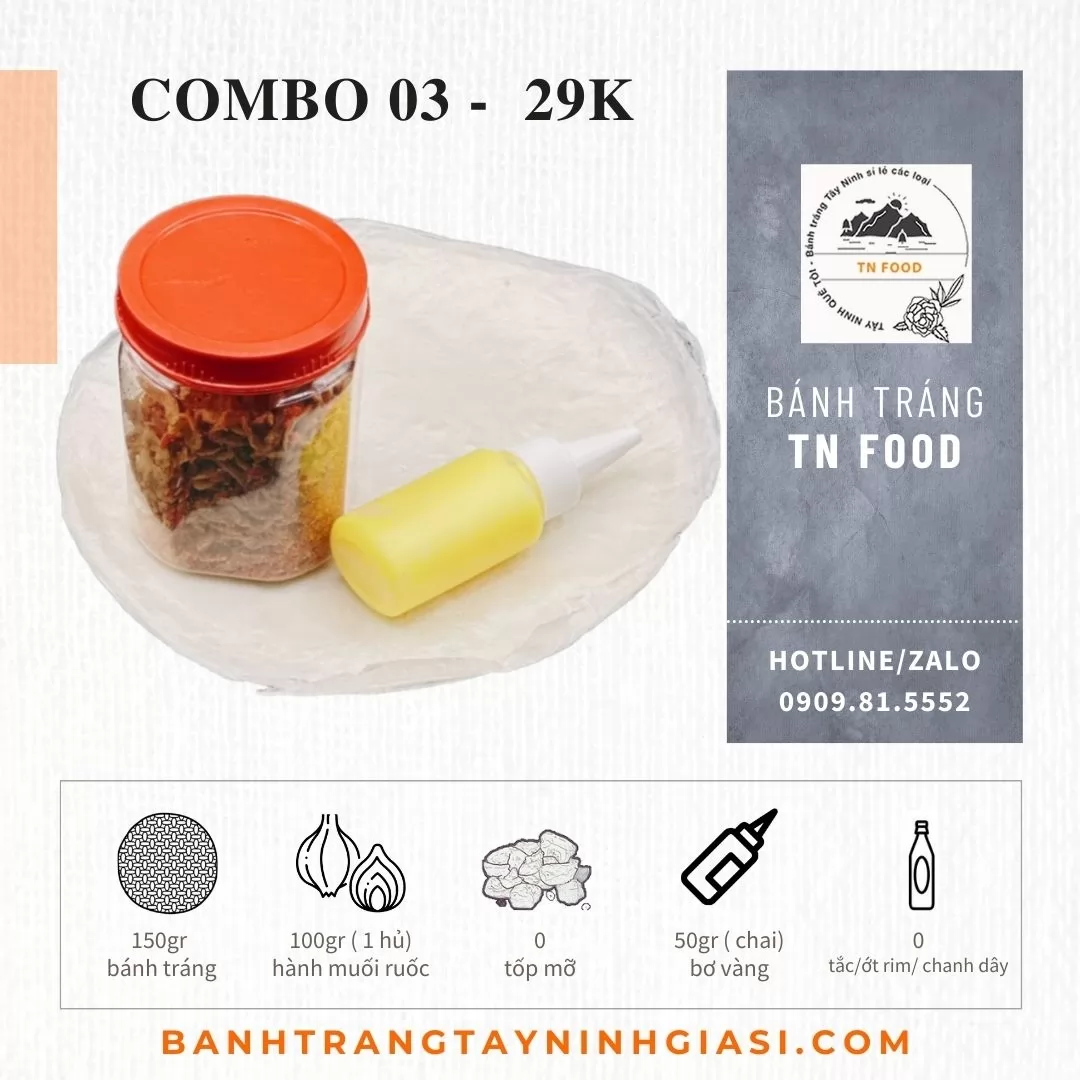 Combo 03  bánh tráng phơi sương hành tép bơ