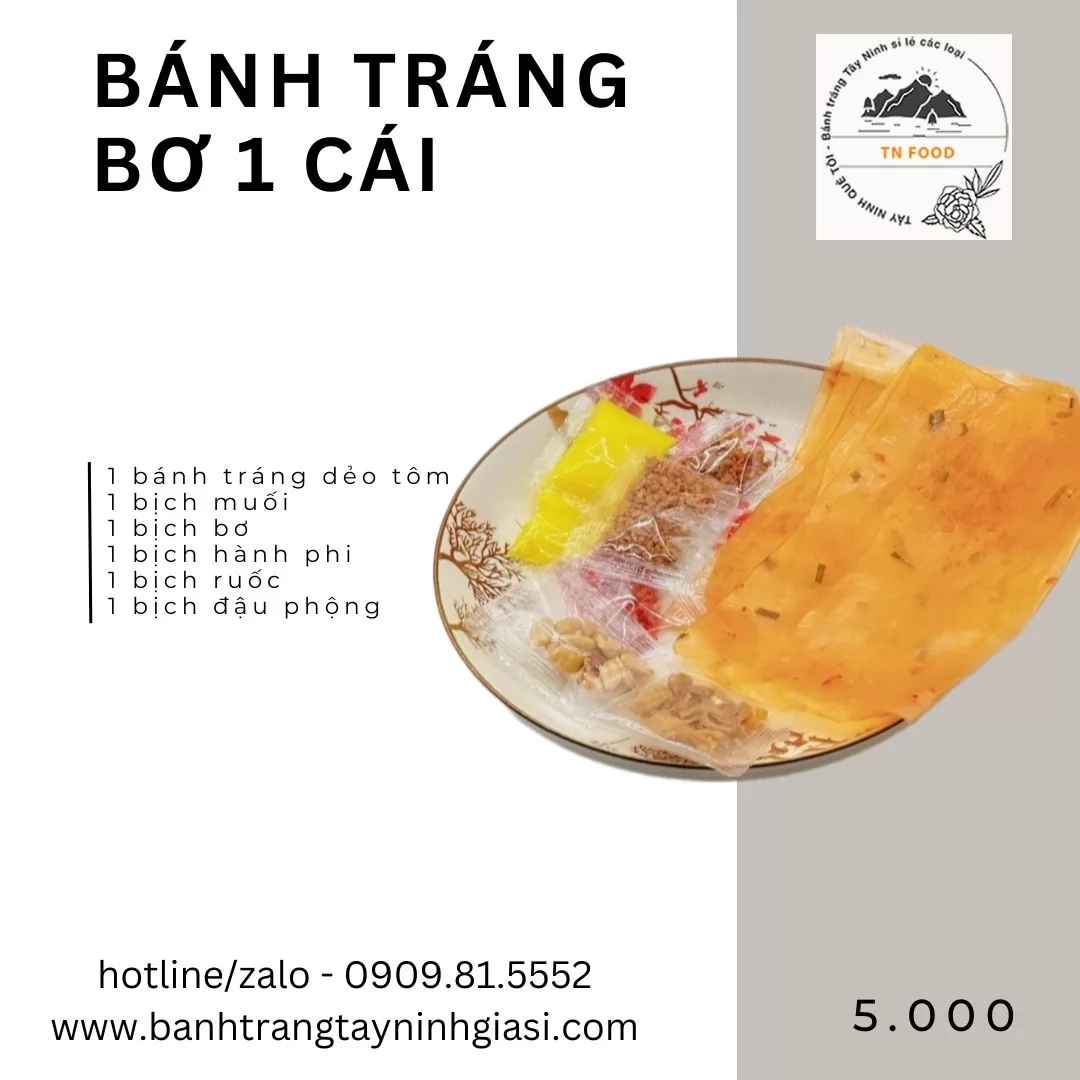 Bánh tráng bơ dẻo tôm 1 cái