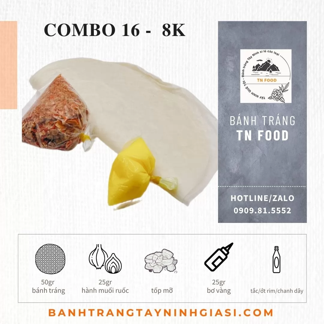Combo 16 mini 01 - Bánh tráng phơi sương cuốn bơ muối tép 8k