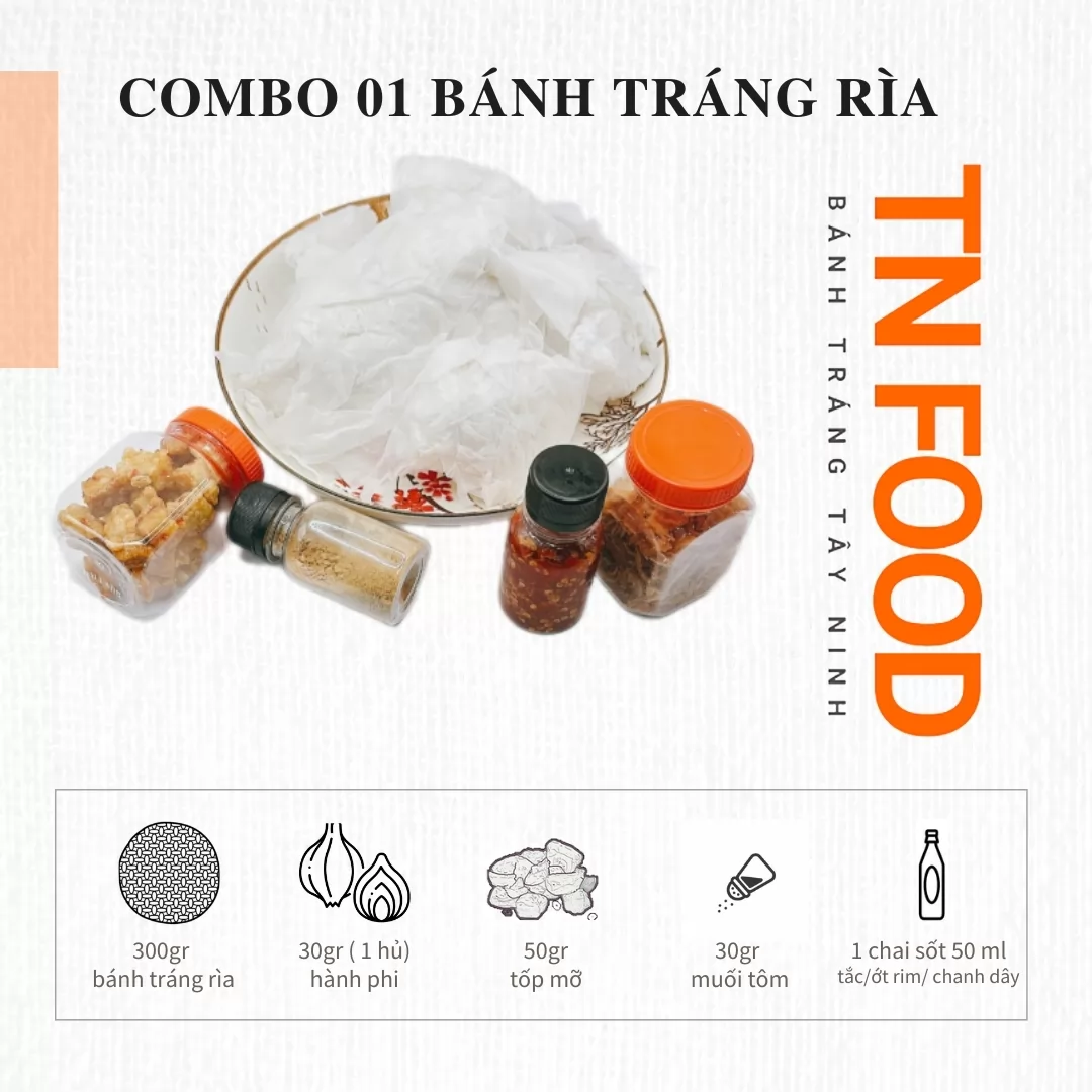 Combo 01 bánh tráng rìa phơi sương muối nhuyễn tốp mỡ và sốt