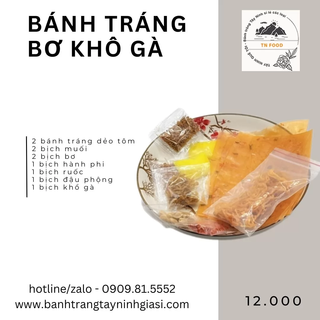 Bánh tráng bơ khô gà